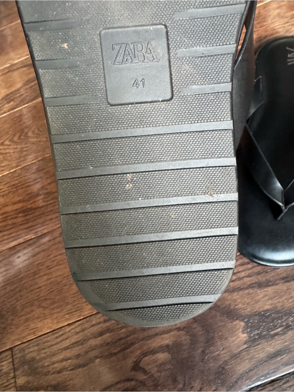 ZARA Black Leather Thong Sandals - Picture 3 of 5